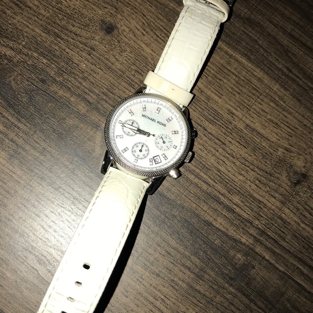 Michael Kors white leather watch